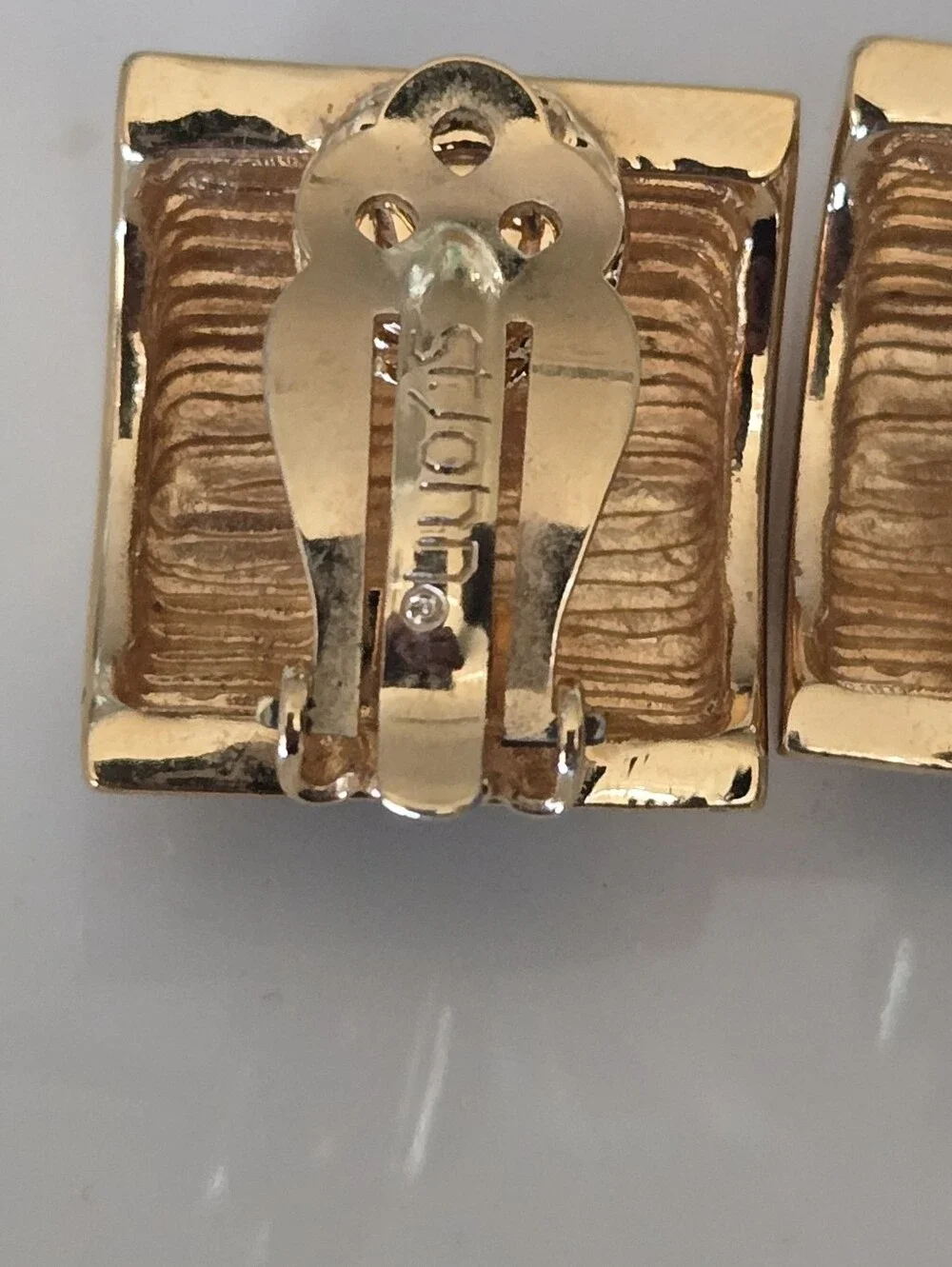 ST JOHN Gold-Tone Black Enamel Clip-On Earrings